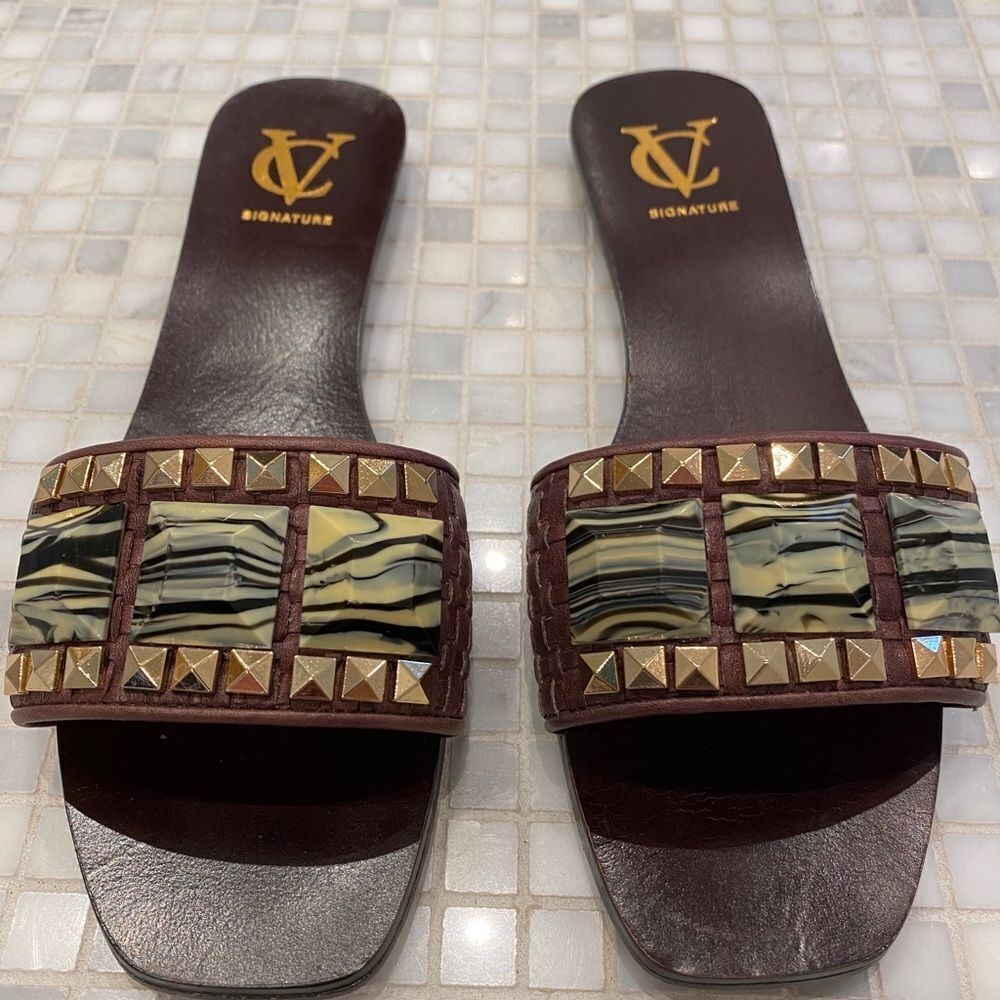 VC Signature Vince Camuto Stone Brown Sandals